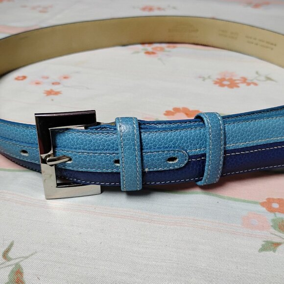 ❤️Womens LONGCHAMP PARIS Blue / Silver Buckle Belt Size M 30-34